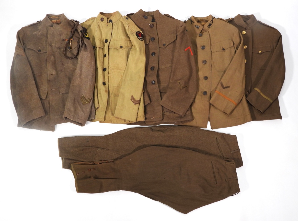 FIVE U S WWI TUNICS AND TWO PAIRS 3ccdfb