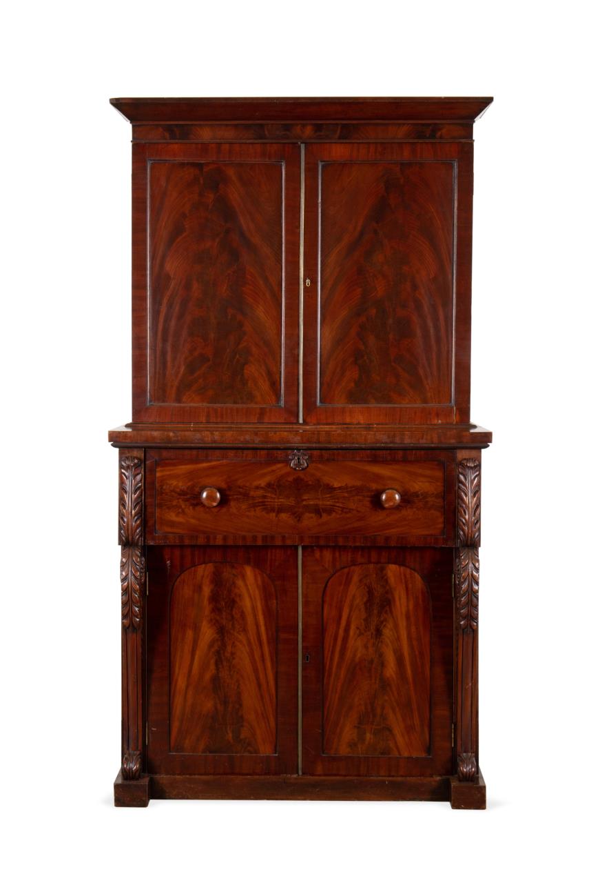 WILLIAM IV MAHOGANY SECRETARY BOOKCASE,