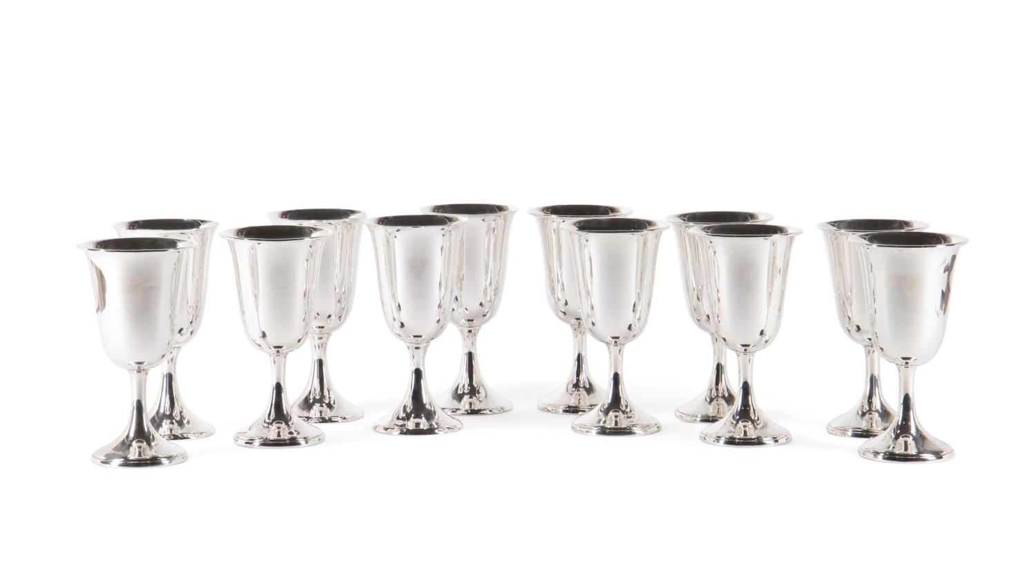 TWELVE AMERICAN STERLING SILVER GOBLETS