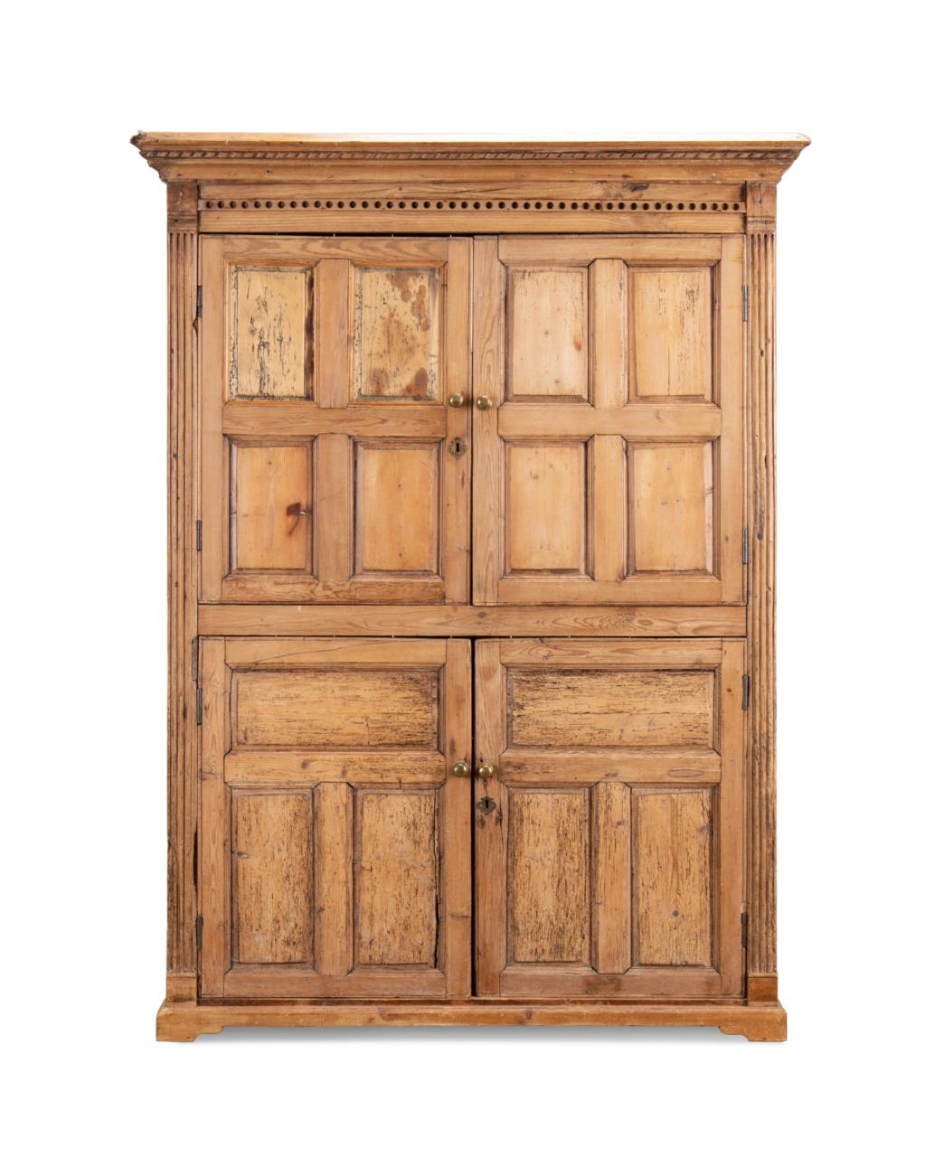 ENGLISH PINE FOUR DOOR CUPBOARD,