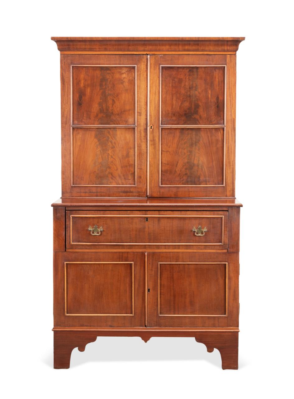 GEORGIAN STYLE MAHOGANY STEP BACK CABINET