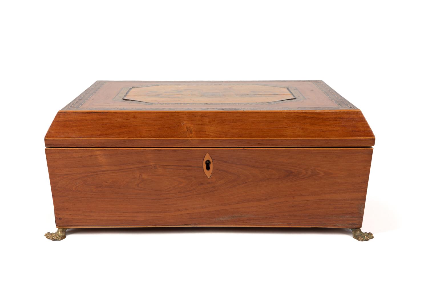 REGENCY MARQUETRY INLAID DRESSER BOX,