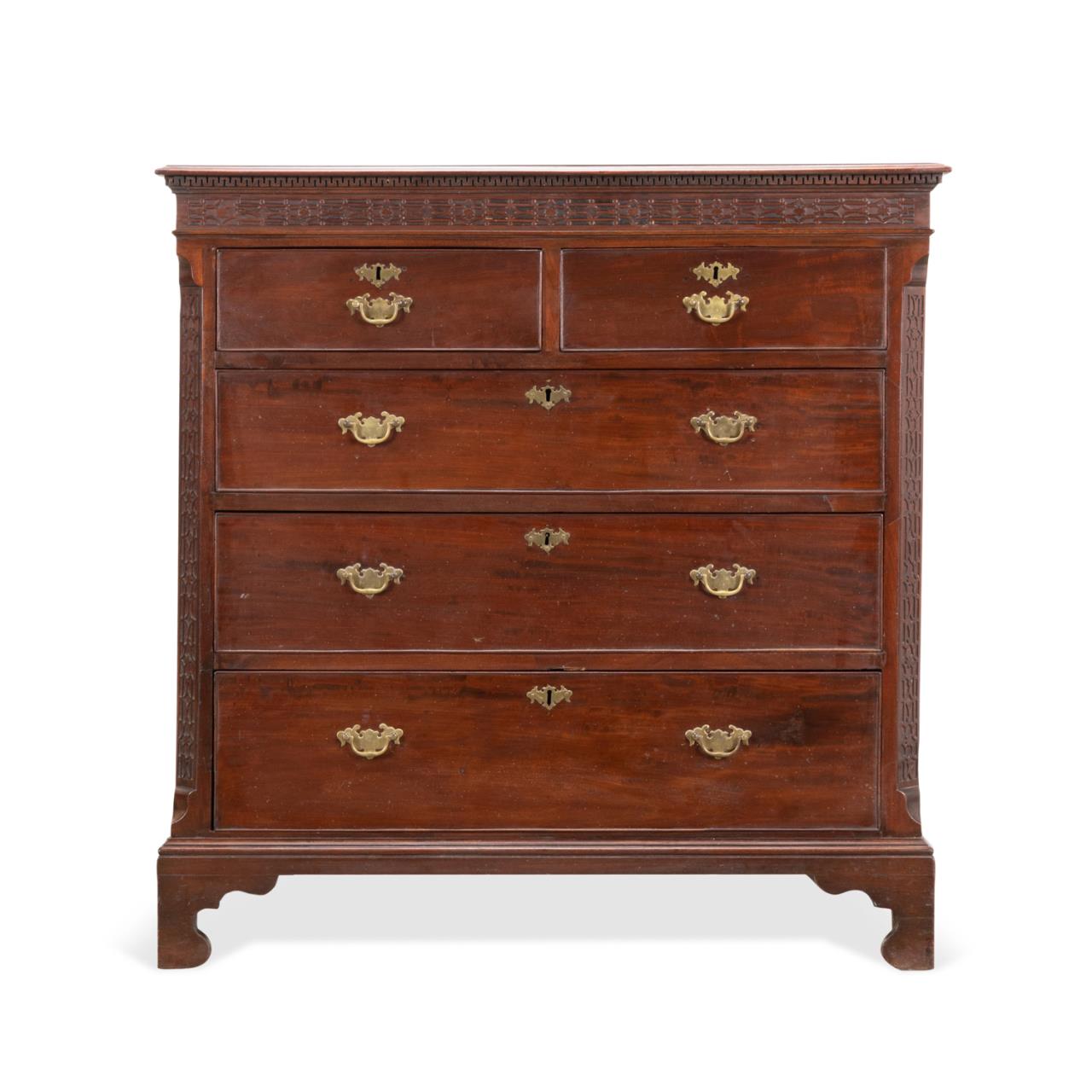 CHIPPENDALE STYLE FIVE DRAWER WOOD