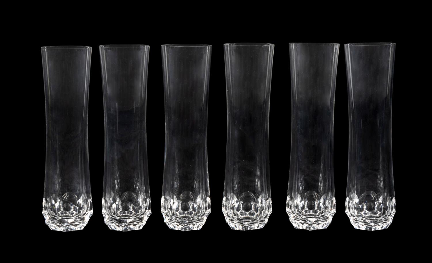 SIX STEUBEN TORTOISE CRYSTAL FLUTED