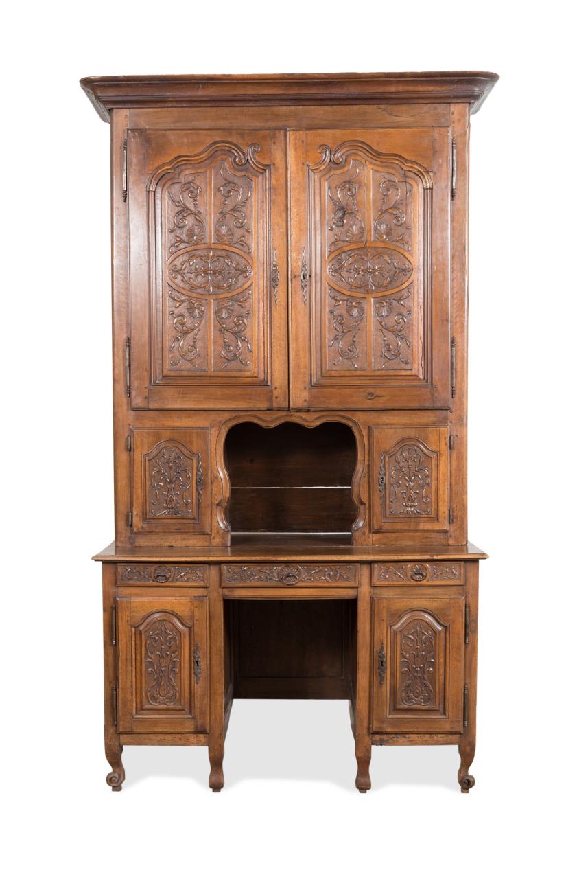 FRENCH LOUIS XV WALNUT BOOKCASE SECRETAIRE