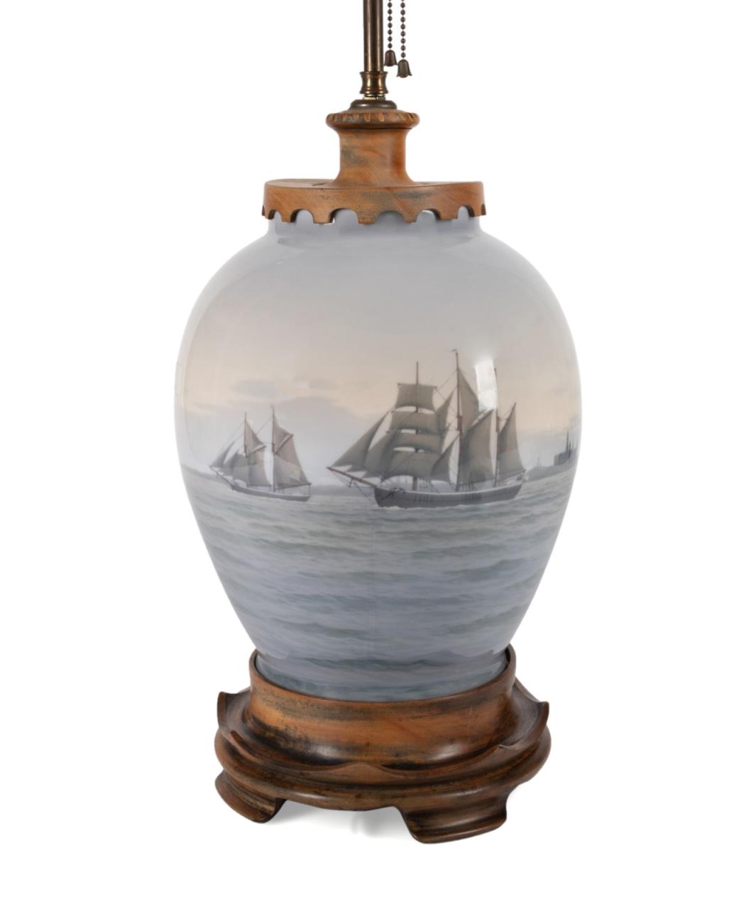 DANISH NAUTICAL SCENE VASE MOUNTED 3cd33f