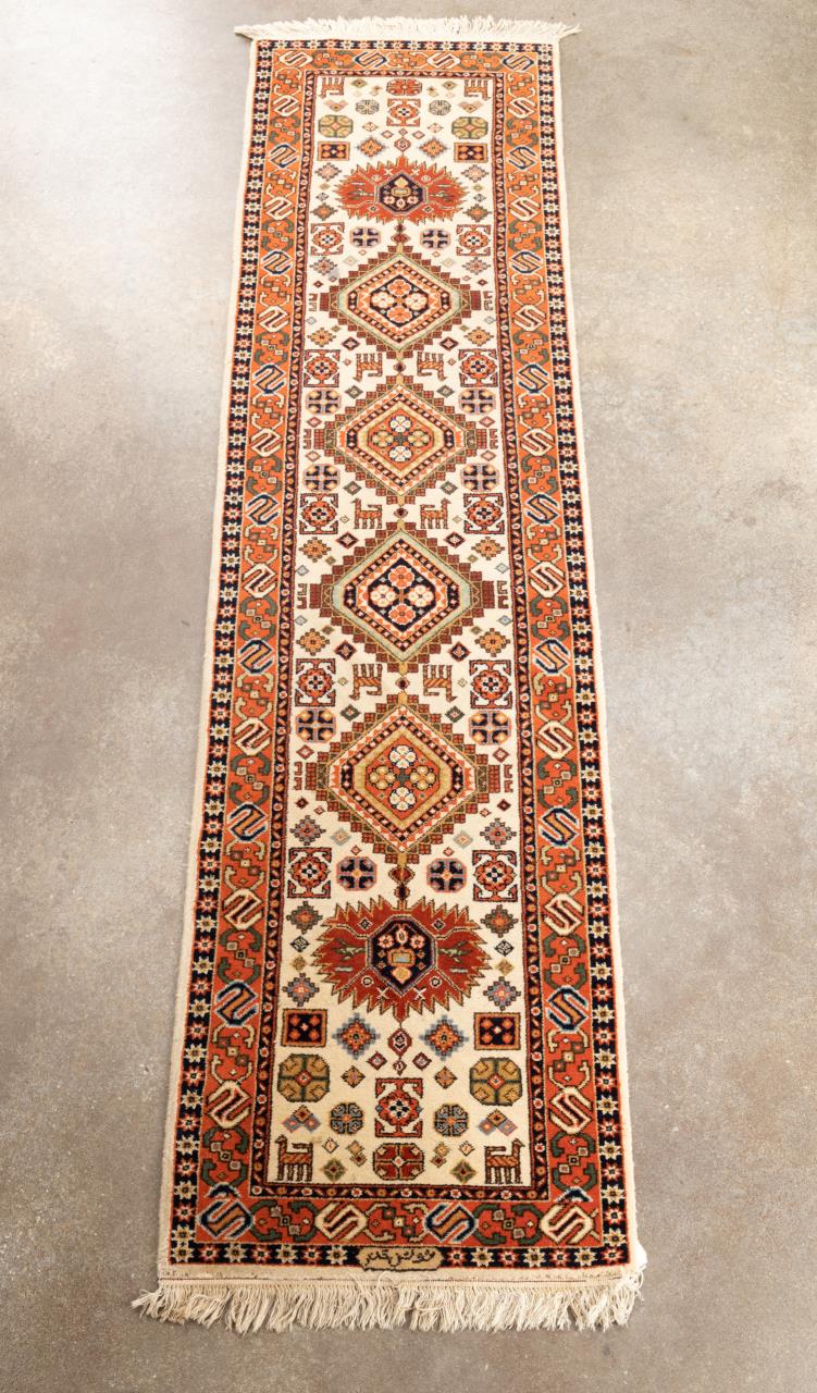 HAND KNOTTED WOOL INDO TRIBAL RUNNER  3cd365