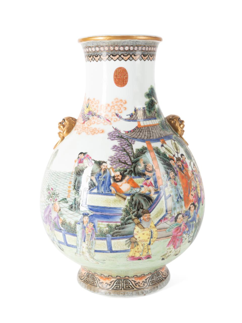 CHINESE FAMILLE ROSE HU VASE WITH 3cd39a