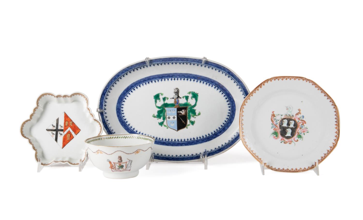 FOUR CHINESE EXPORT PORCELAIN ARMORIAL