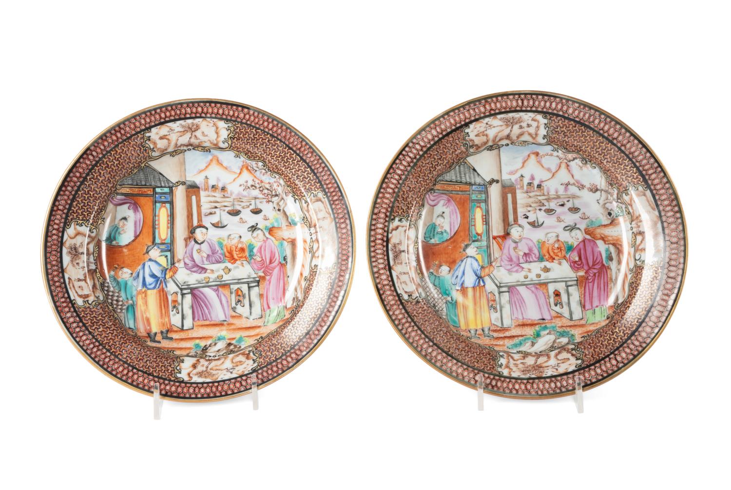 PAIR CHINESE EXPORT MANDARIN PALETTE 3cd3c2