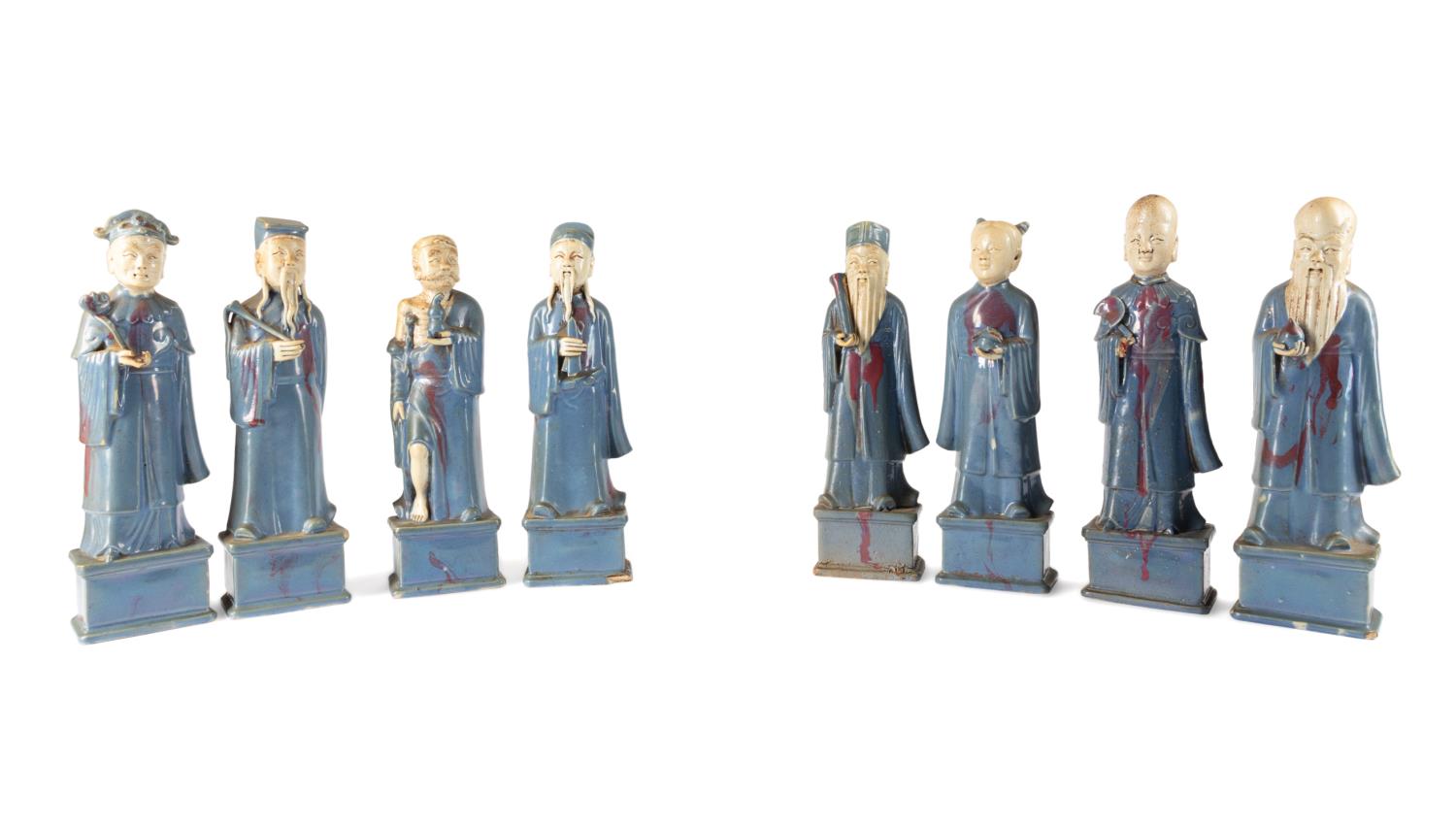 EIGHT STANDING CHINESE DEITY FIGURES