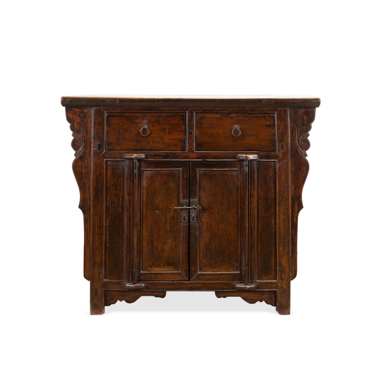 CHINESE DARK STAINED WOODEN CABINET