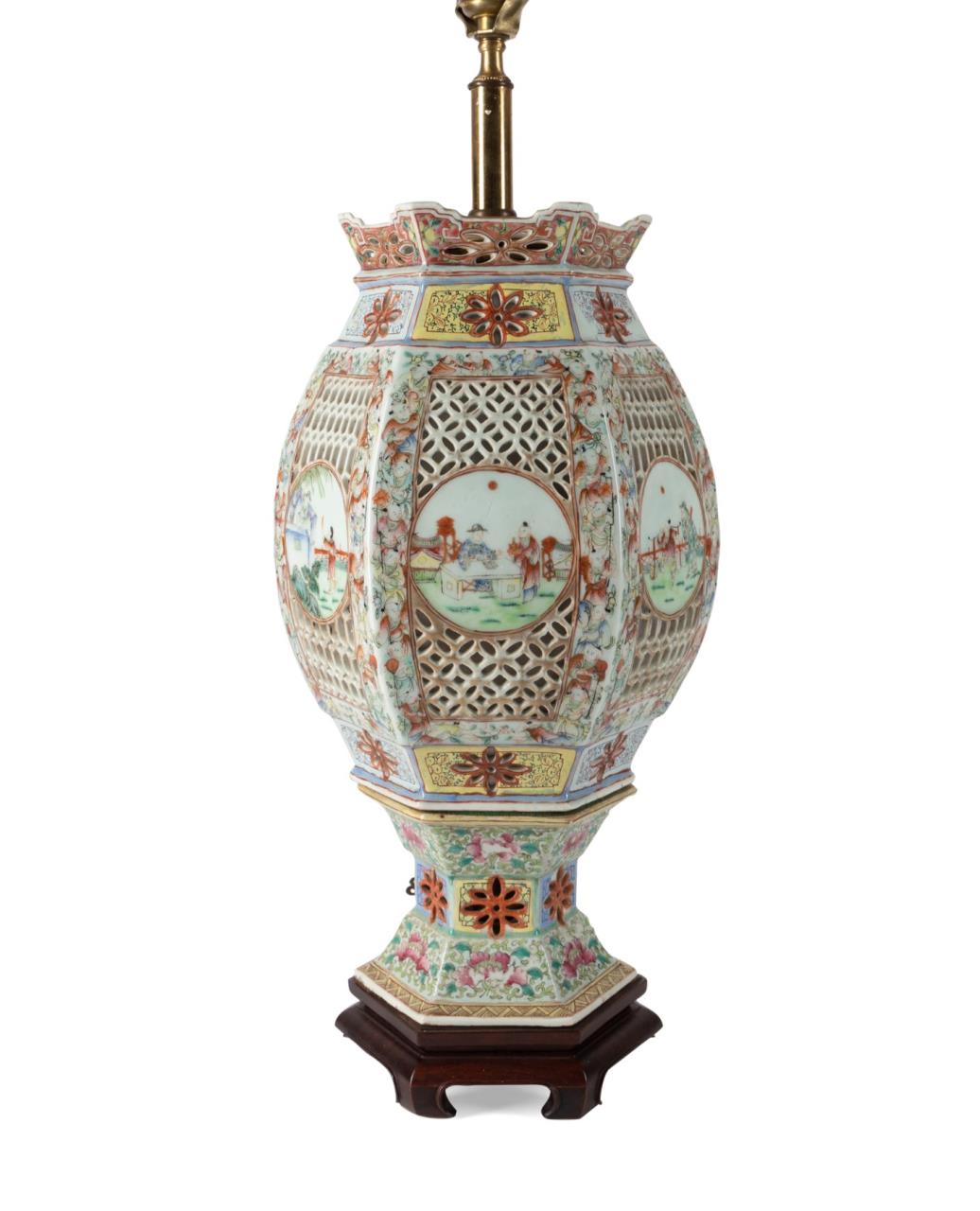 CHINESE FAMILLE ROSE WEDDING LANTERN