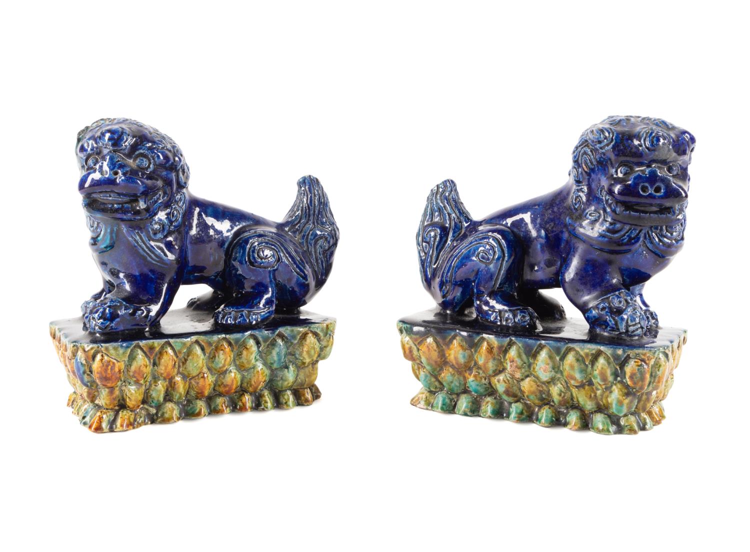 PAIR CHINESE COBALT FU LIONS Pair