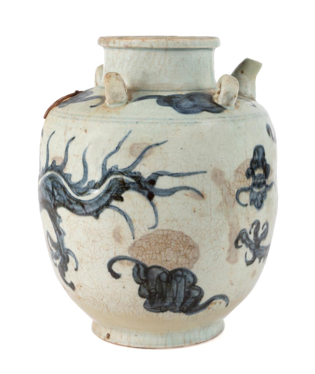 CHINESE BLUE WHITE DRAGON JAR 3cd429