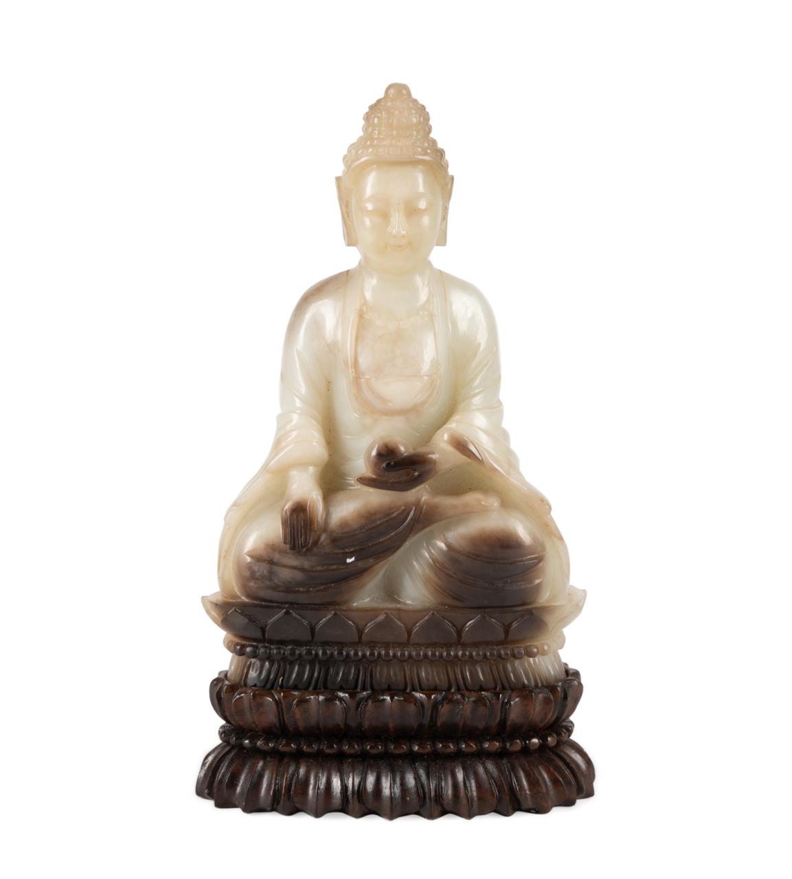 CHINESE CARVED JADE SEATED BUDDHA 3cd48d