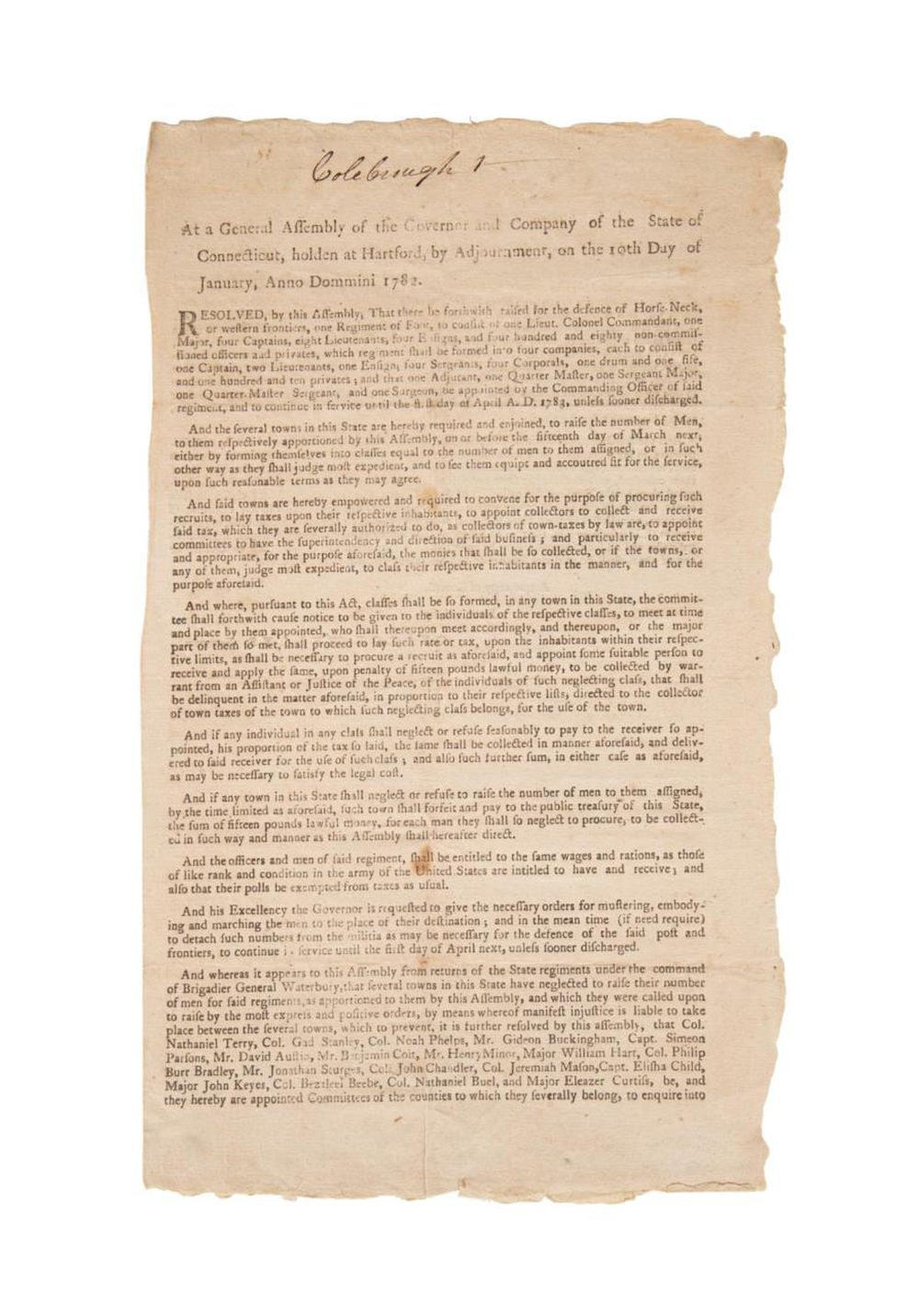 AMERICAN REVOLUTION, HARTFORD BROADSHEET,