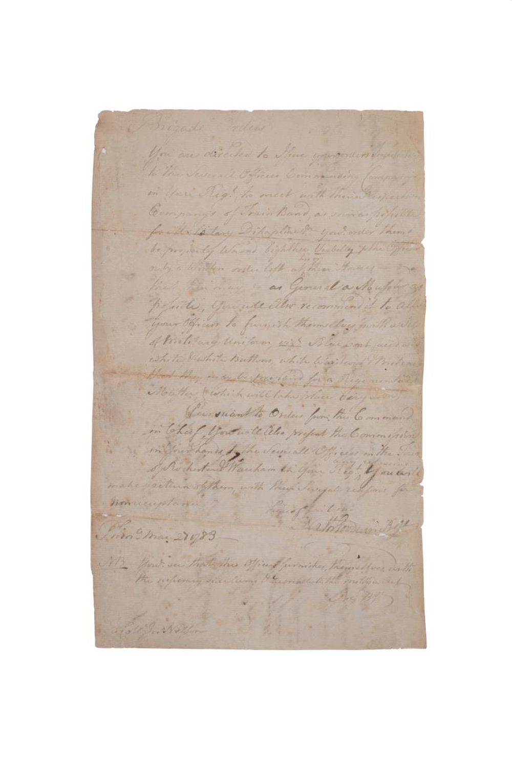 REVOLUTIONARY WAR, GEN GOODWIN SIGNED