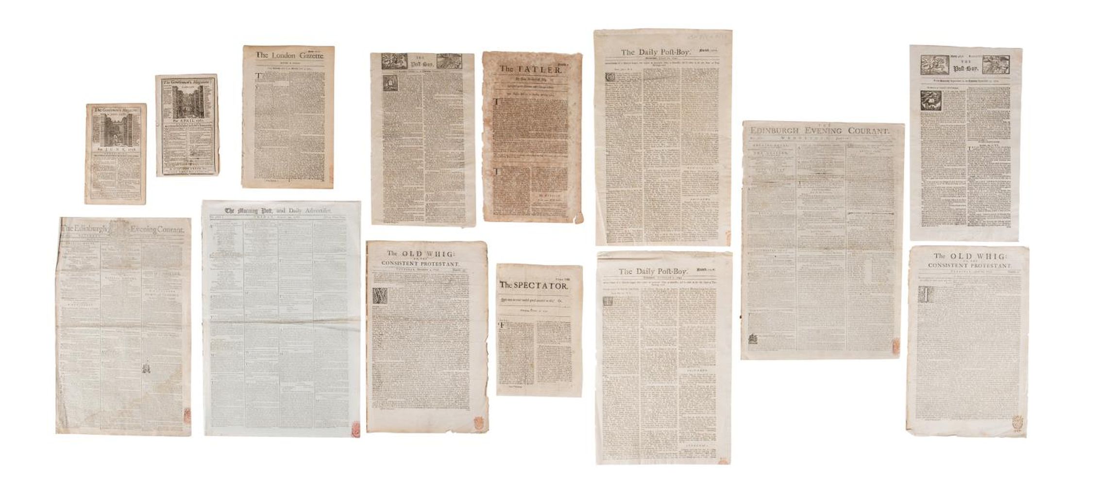 12PCS ENGLISH NEWSPAPERS WITH COLONIAL