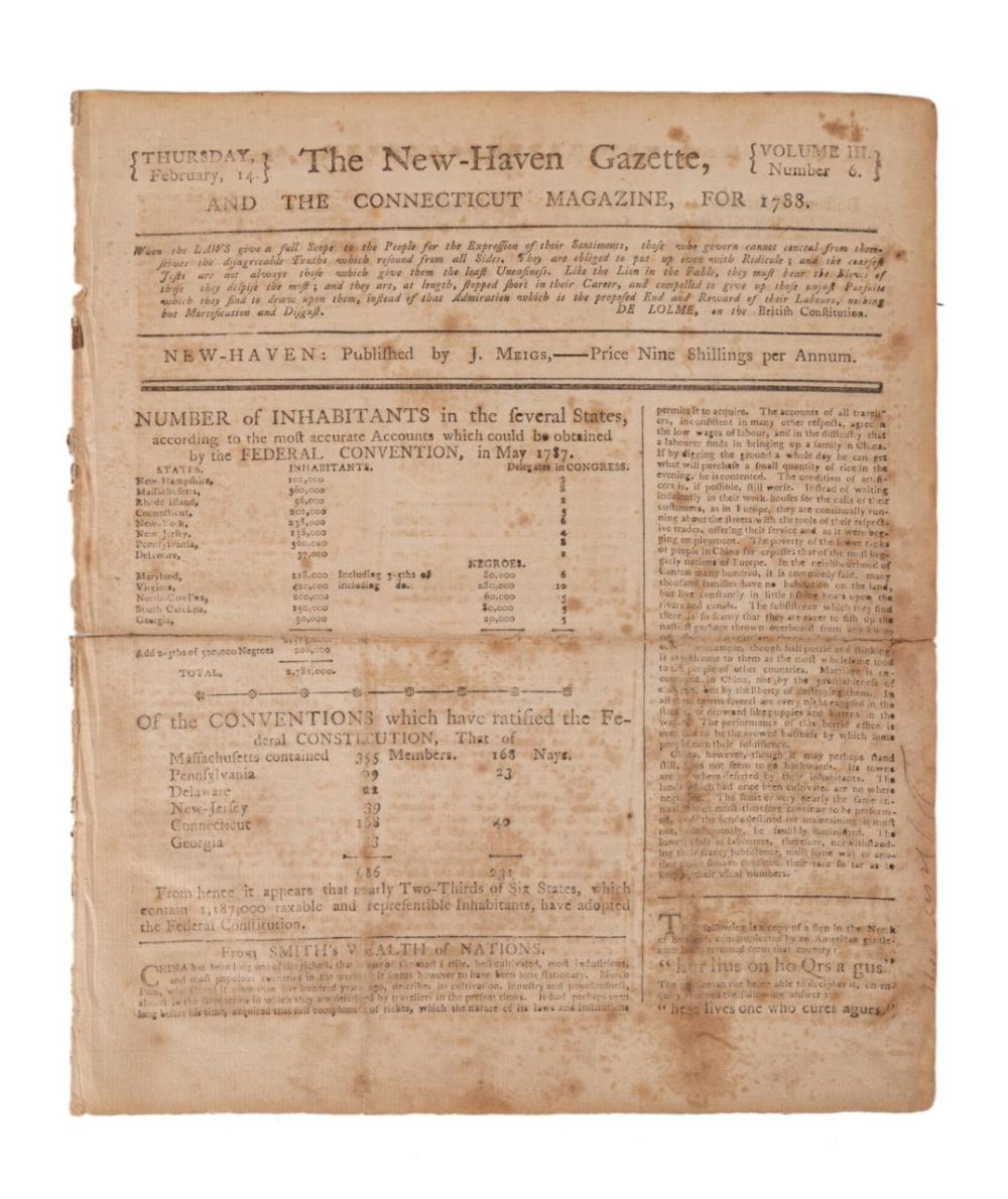 US CONSTITUTION, NEW HAVEN GAZETTE,