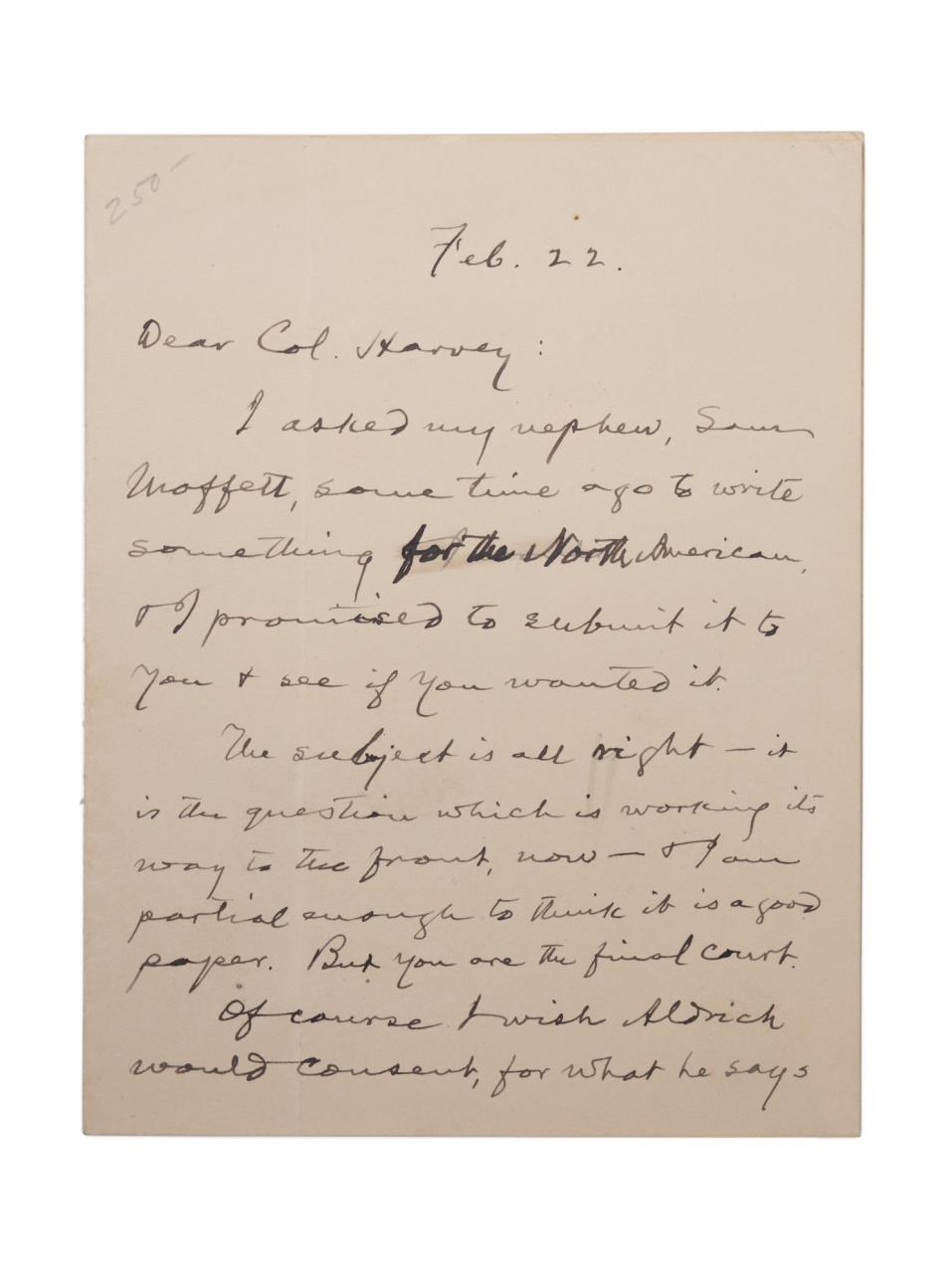 MARK TWAIN SIGNED LETTER TO COLONEL