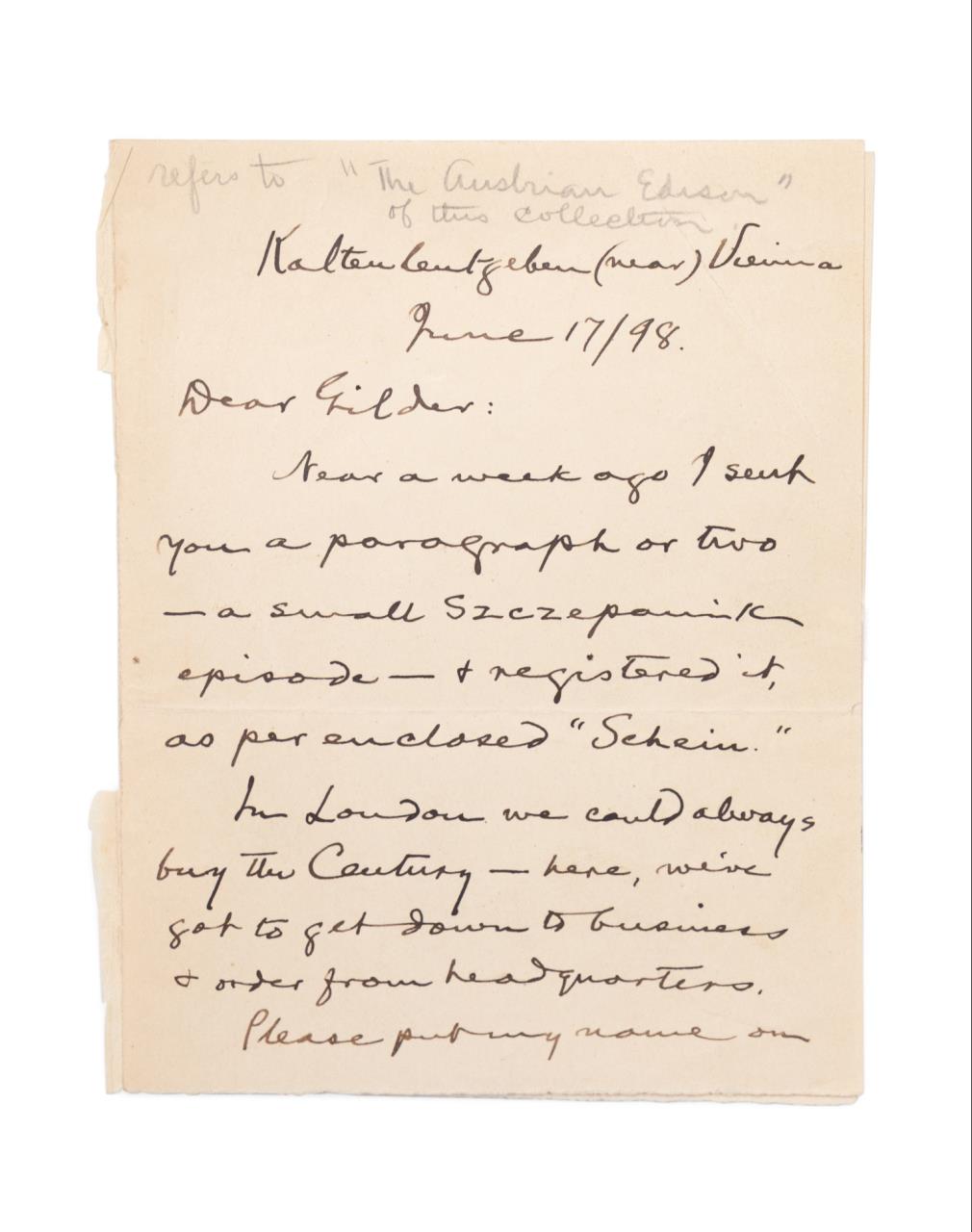 MARK TWAIN SIGNED LETTER TO RICHARD