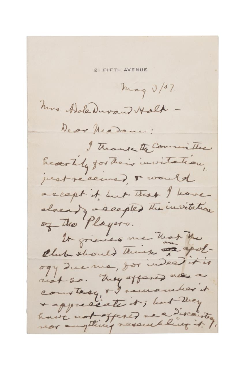 MARK TWAIN SIGNED LETTER TO ADELE