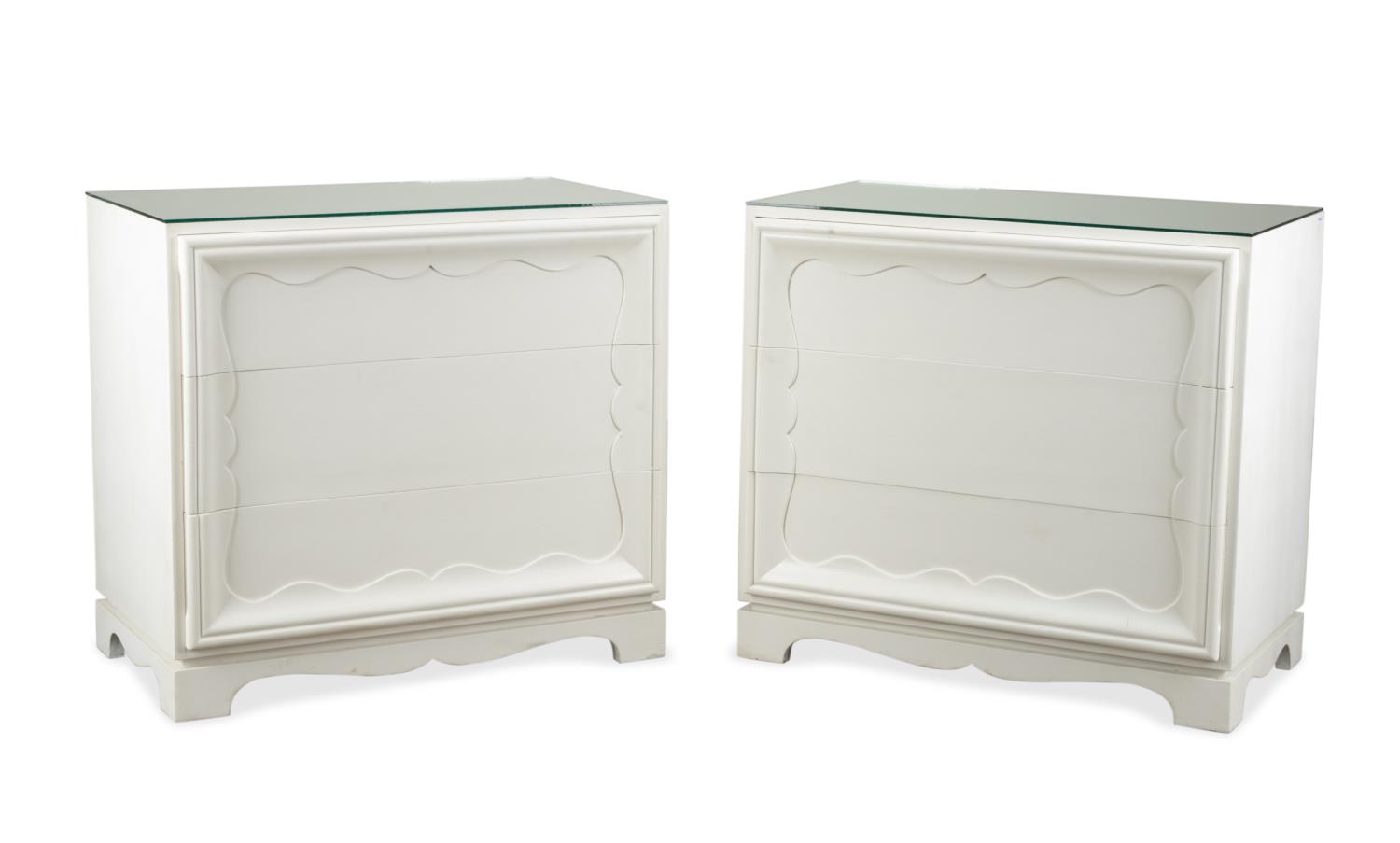 PAIR GROSFELD HOUSE MIRRORED TOPPED 3cd8a7