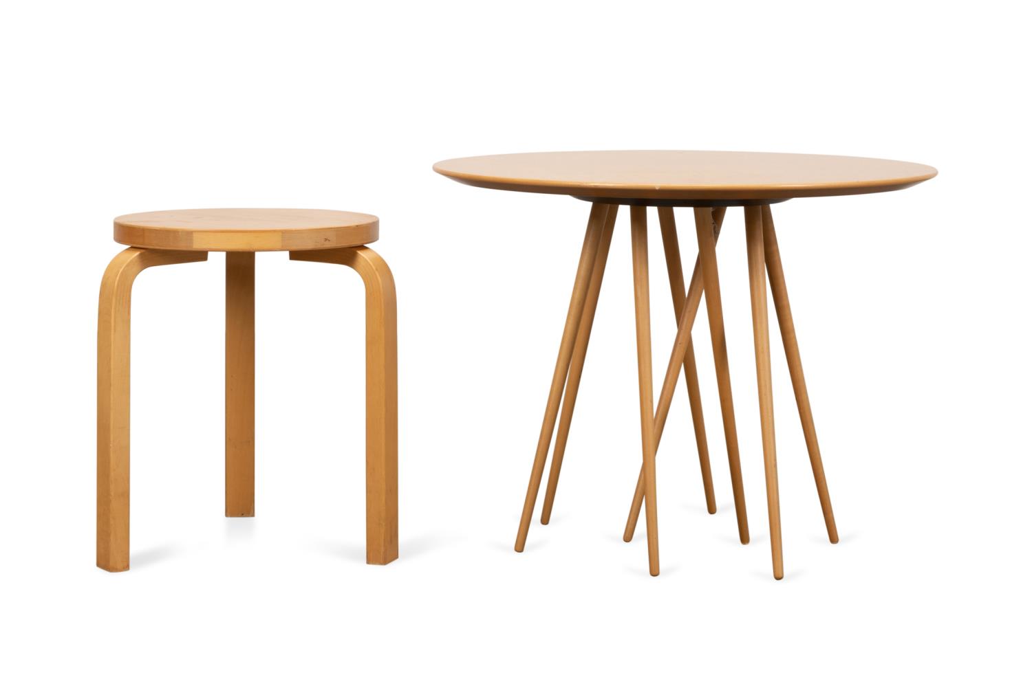 2PCS MCM KNOLL & ARTEK WOOD SIDE TABLE