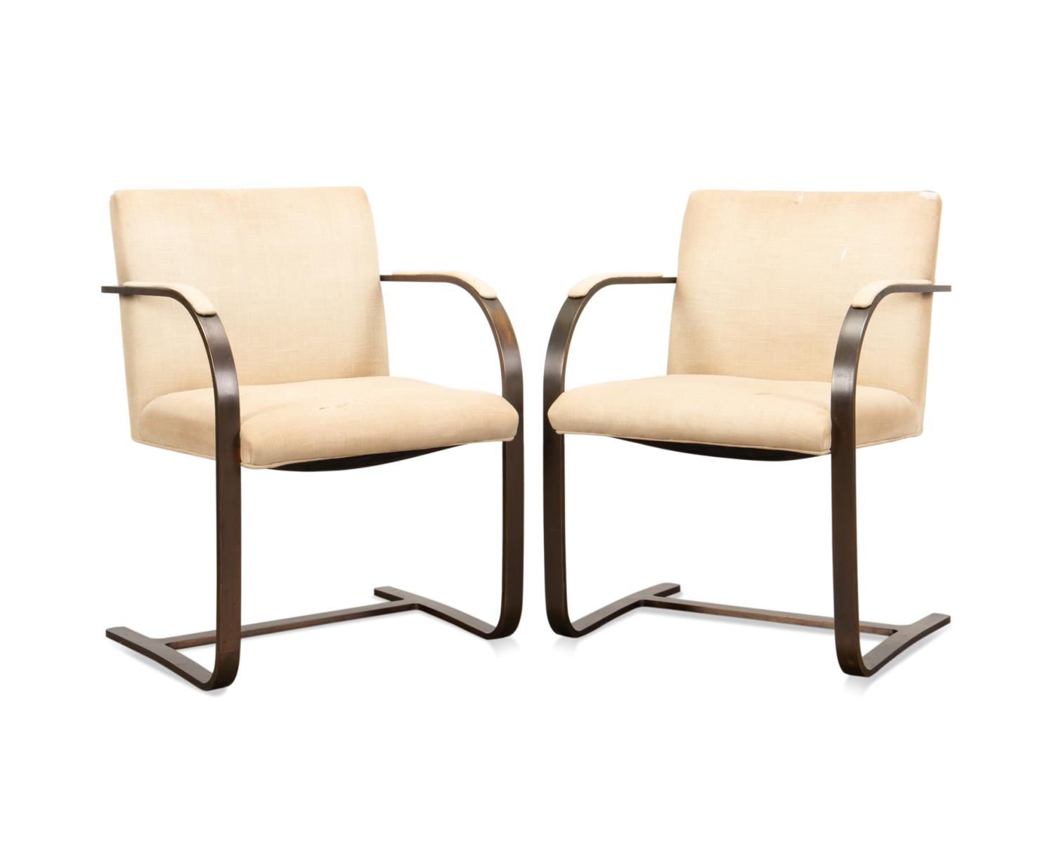 PAIR KNOLL BRNO CHROME UPHOLSTERED 3cd8c5