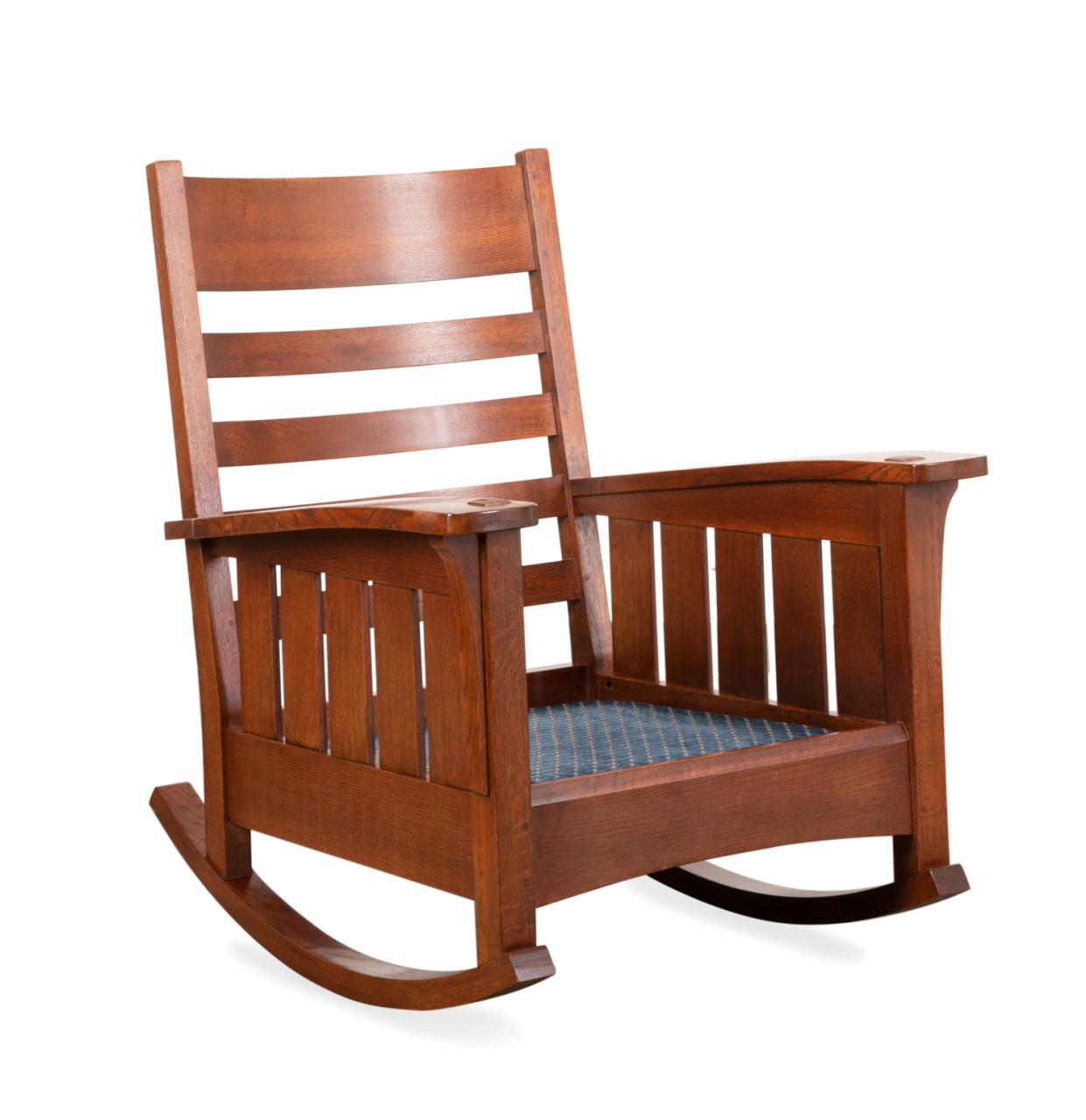 STICKLEY MISSION STYLE OAK ROCKING CHAIR,