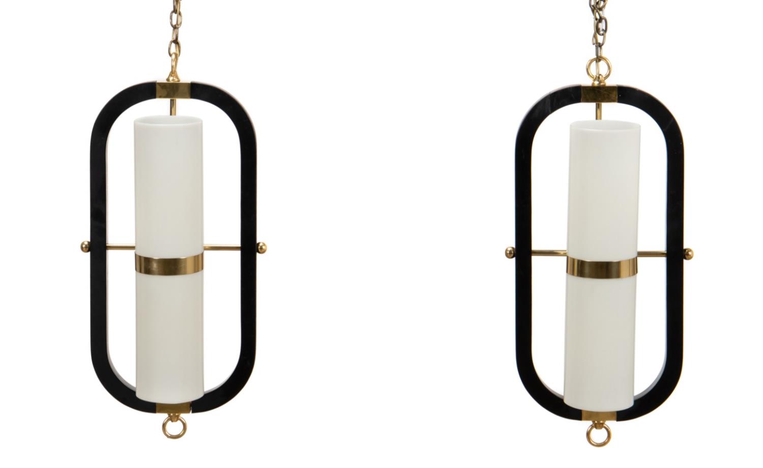 PAIR OF MCM BRASS AND TUBE SCONCES