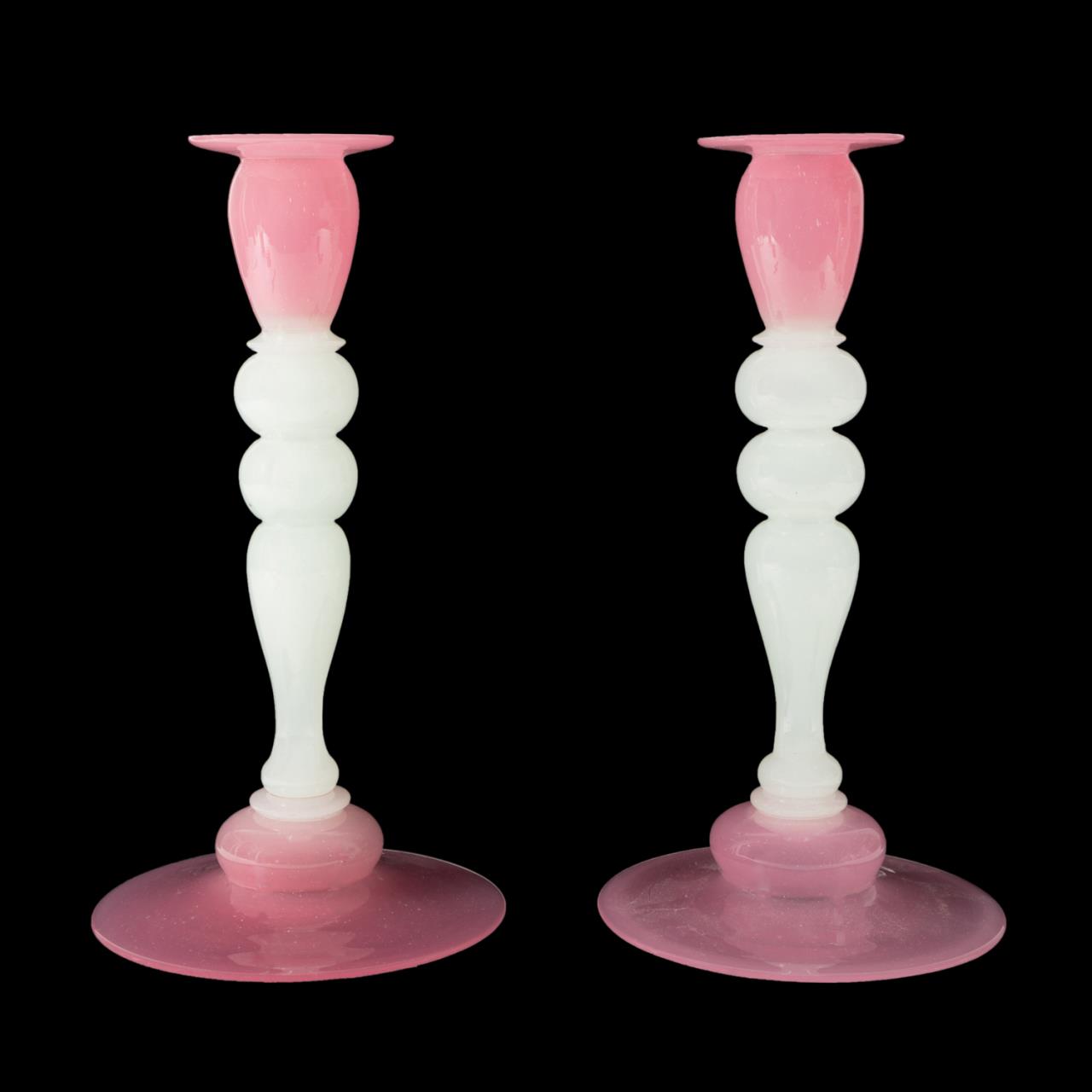 PAIR CARDER ERA STEUBEN ROSALINE JADE