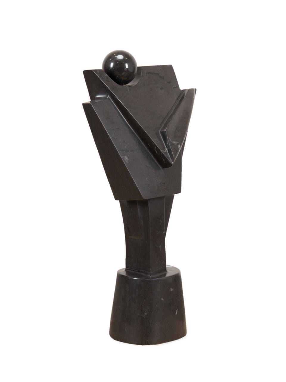 MODERN ABSTRACT BLACK STONE SCULPTURE 3cd958