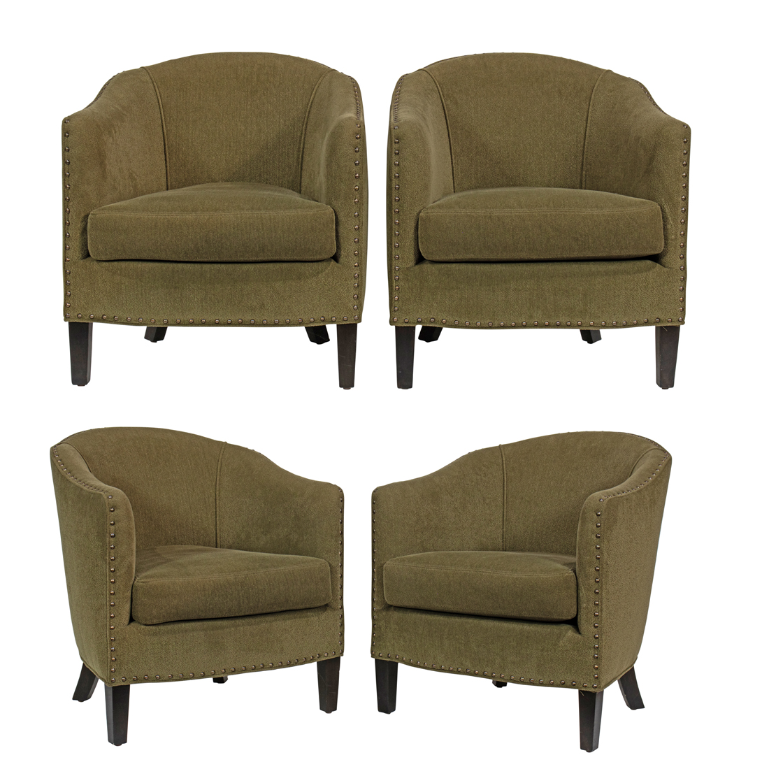 A SET OF FOUR CISCO HOME OLIVE GREEN