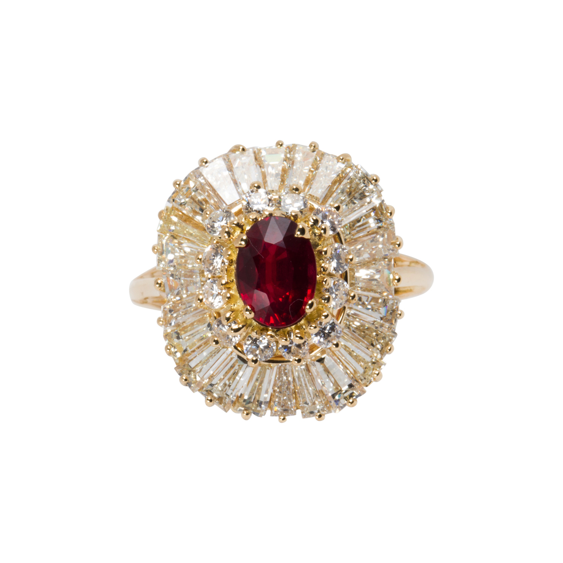 A UNHEATED RUBY, DIAMOND AND 18K GOLD