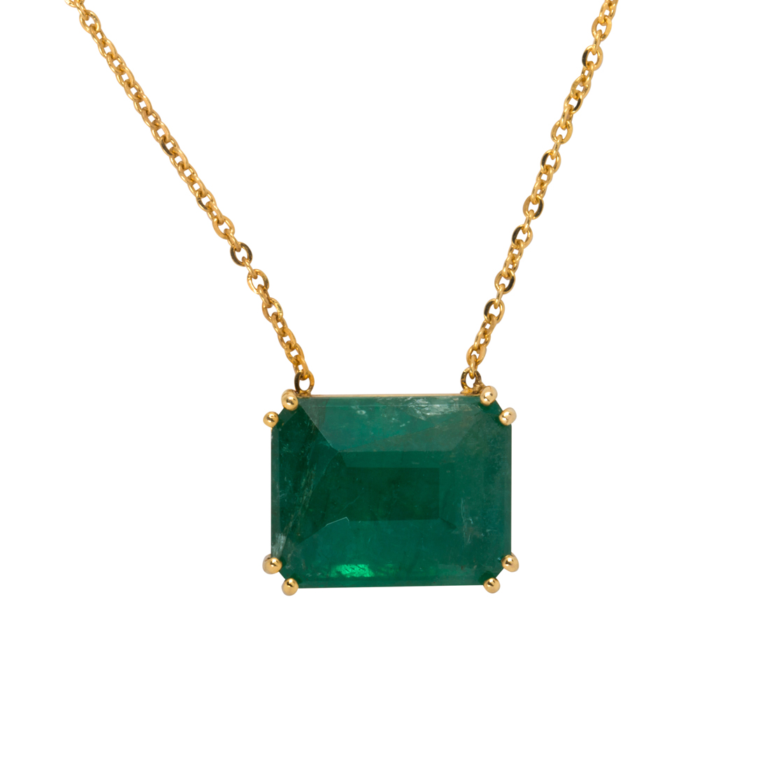 AN EMERALD AND 14K GOLD NECKLACE 3cdb39