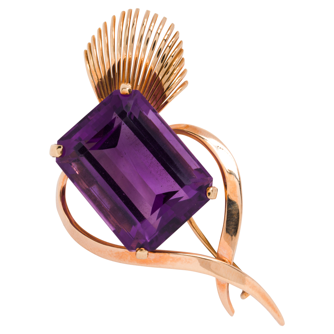 AN AMETHYST AND 14K GOLD BROOCH 3cdb49