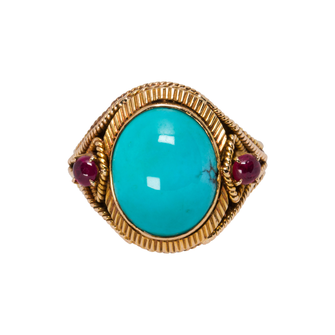 A TURQUOISE RUBY AND 14K GOLD 3cdb81