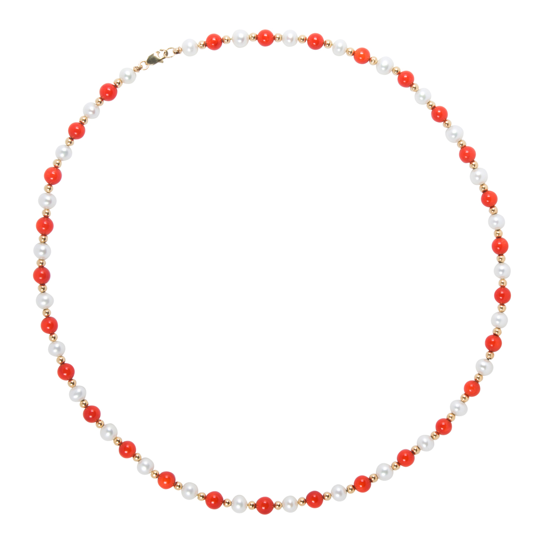A CORAL, CULTURED PEARL AND 14K