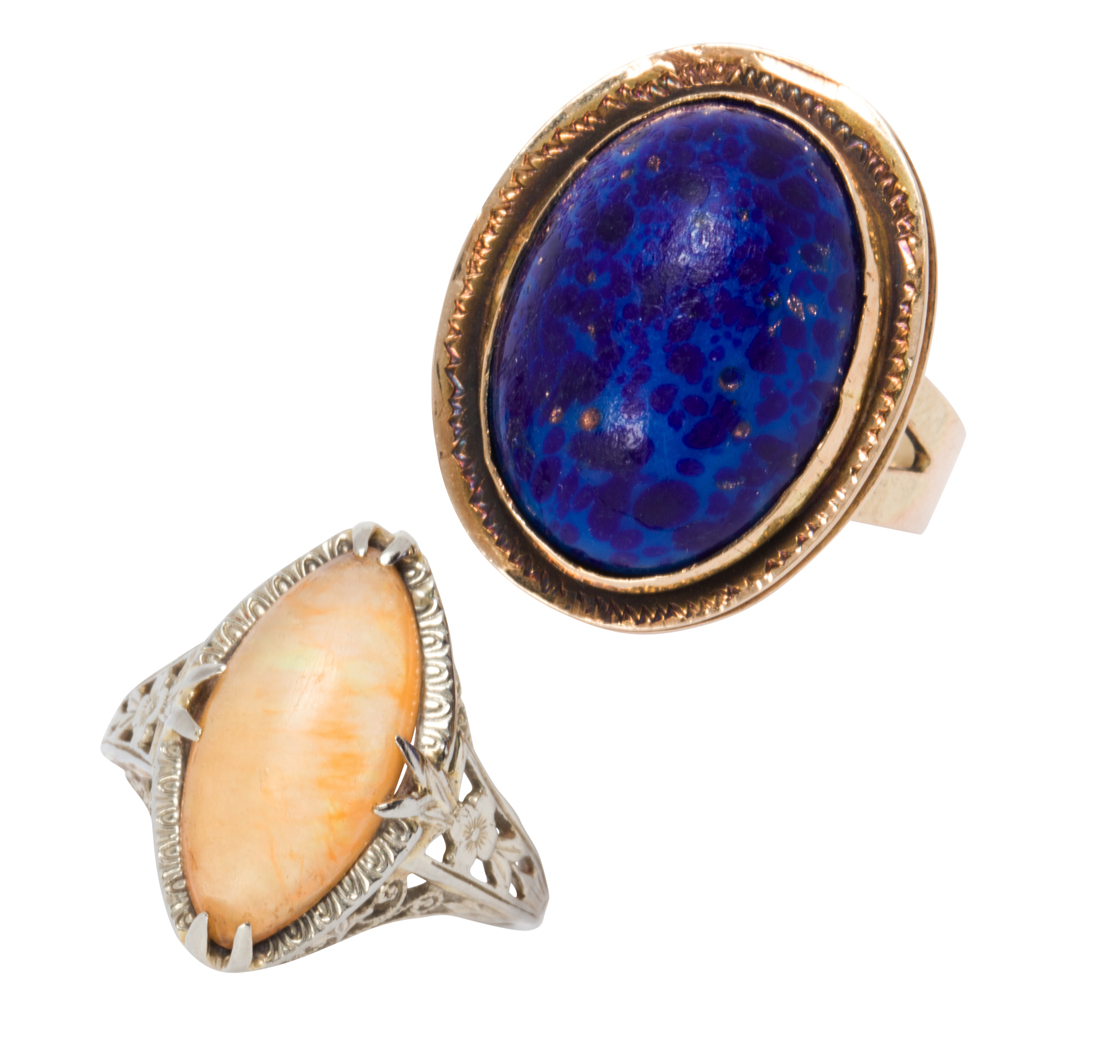 TWO STONE AND 14K GOLD RINGS Two 3cdbac