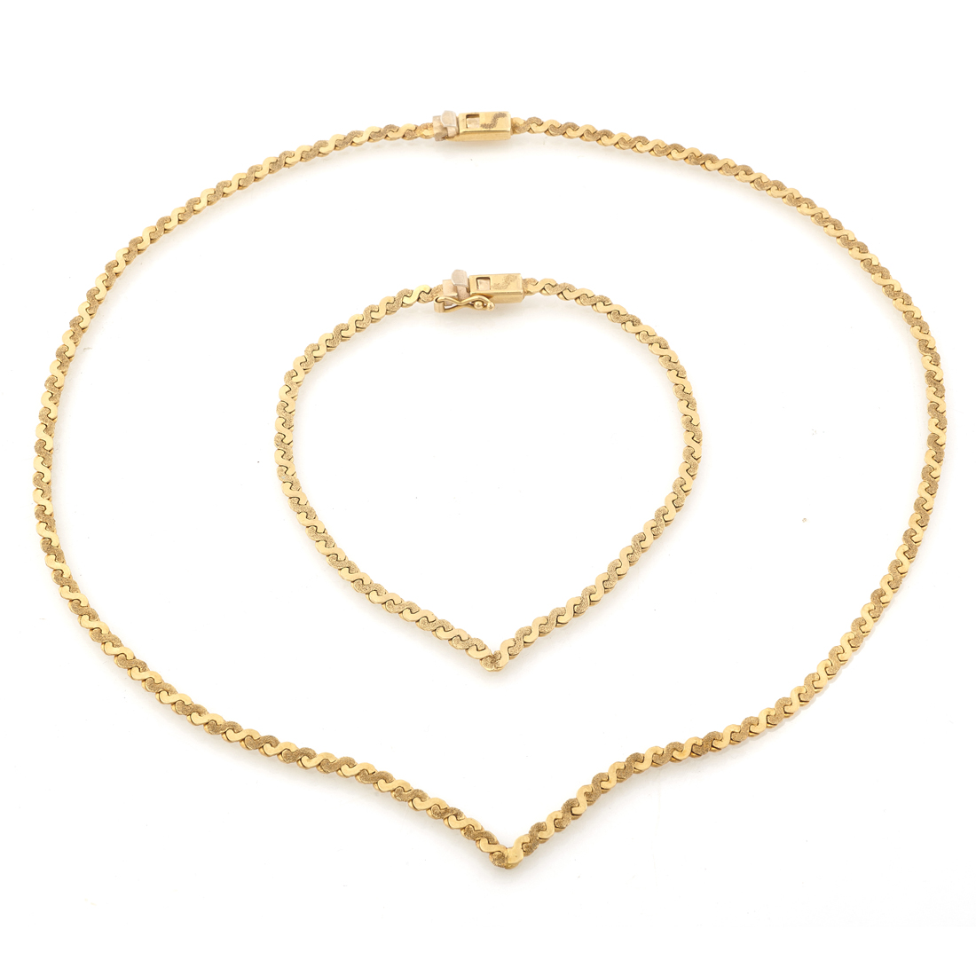 A 14K GOLD NECKLACE AND BRACELET 3cdbbb