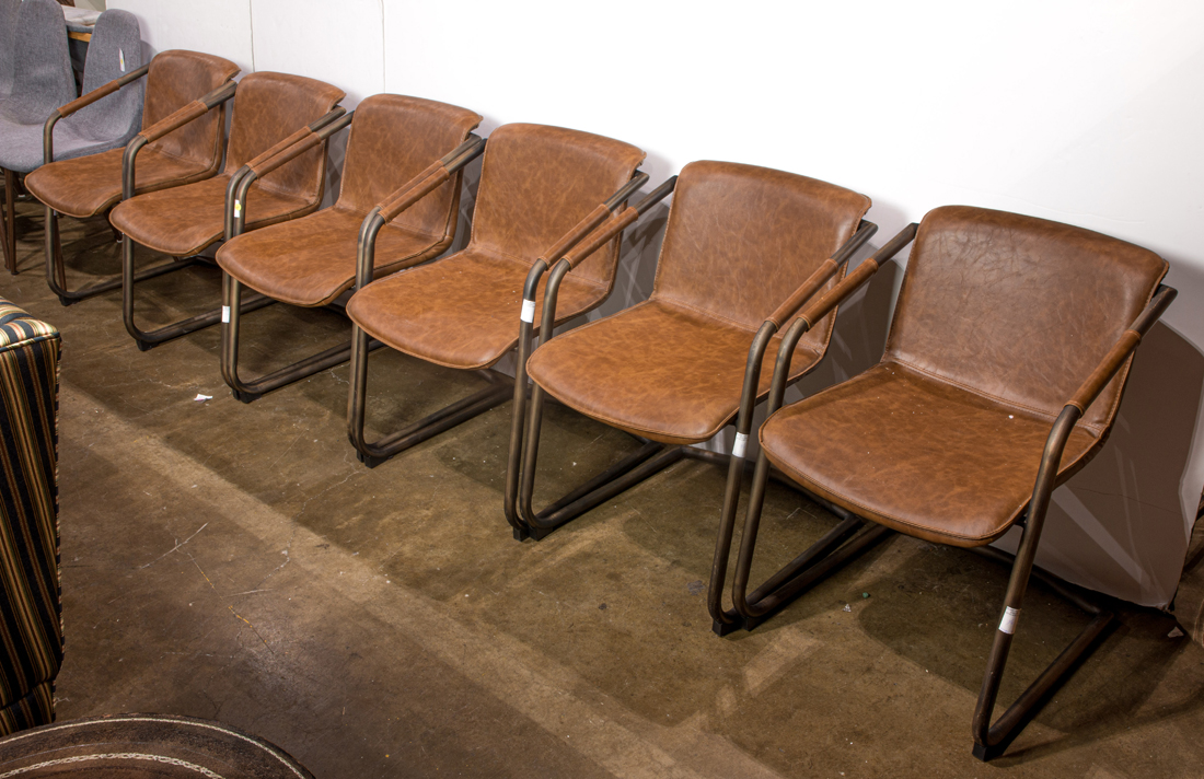 A SET OF SIX INDUSTRIAL STYLE DINING