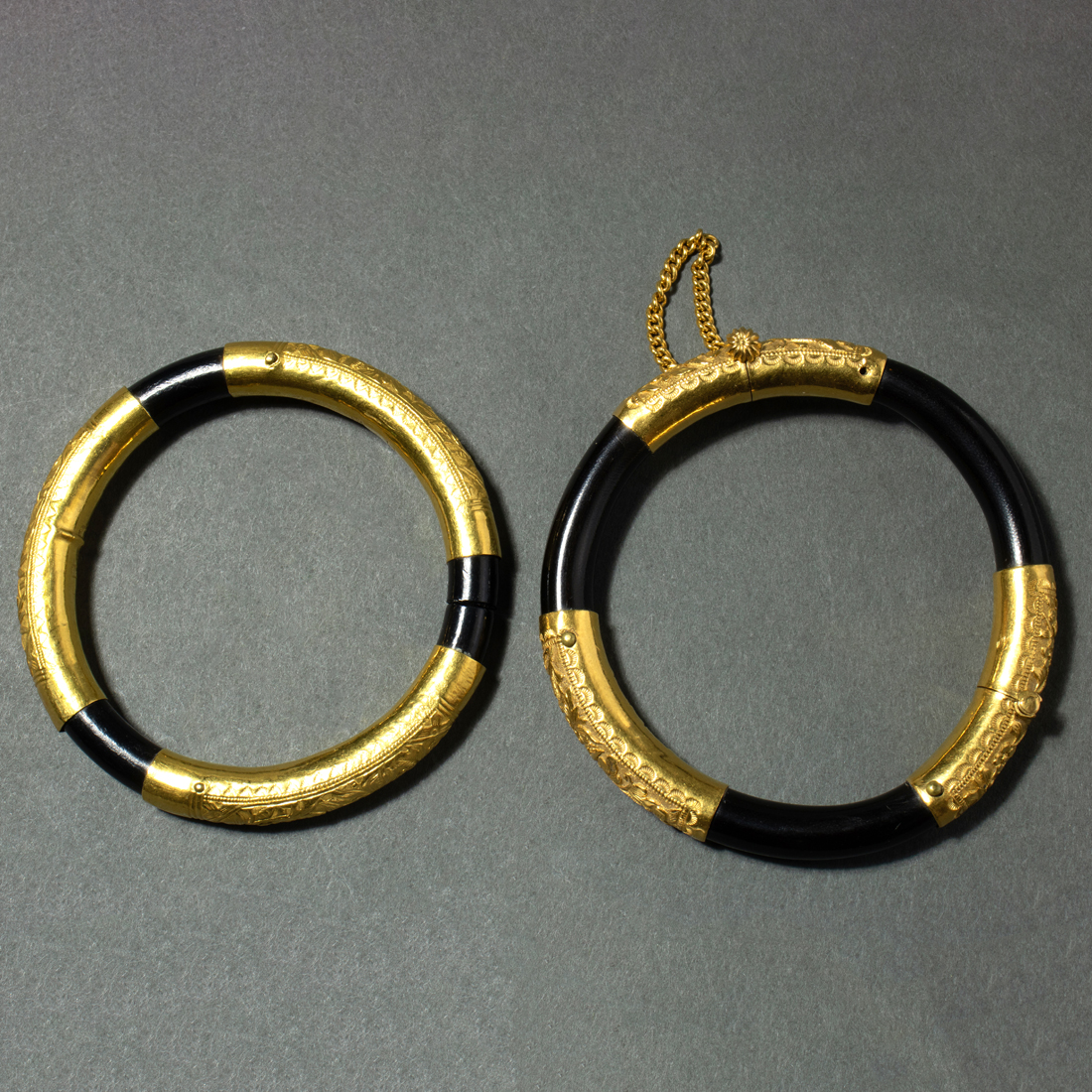 PAIR OF CHINESE REPOUSSE GOLD AND