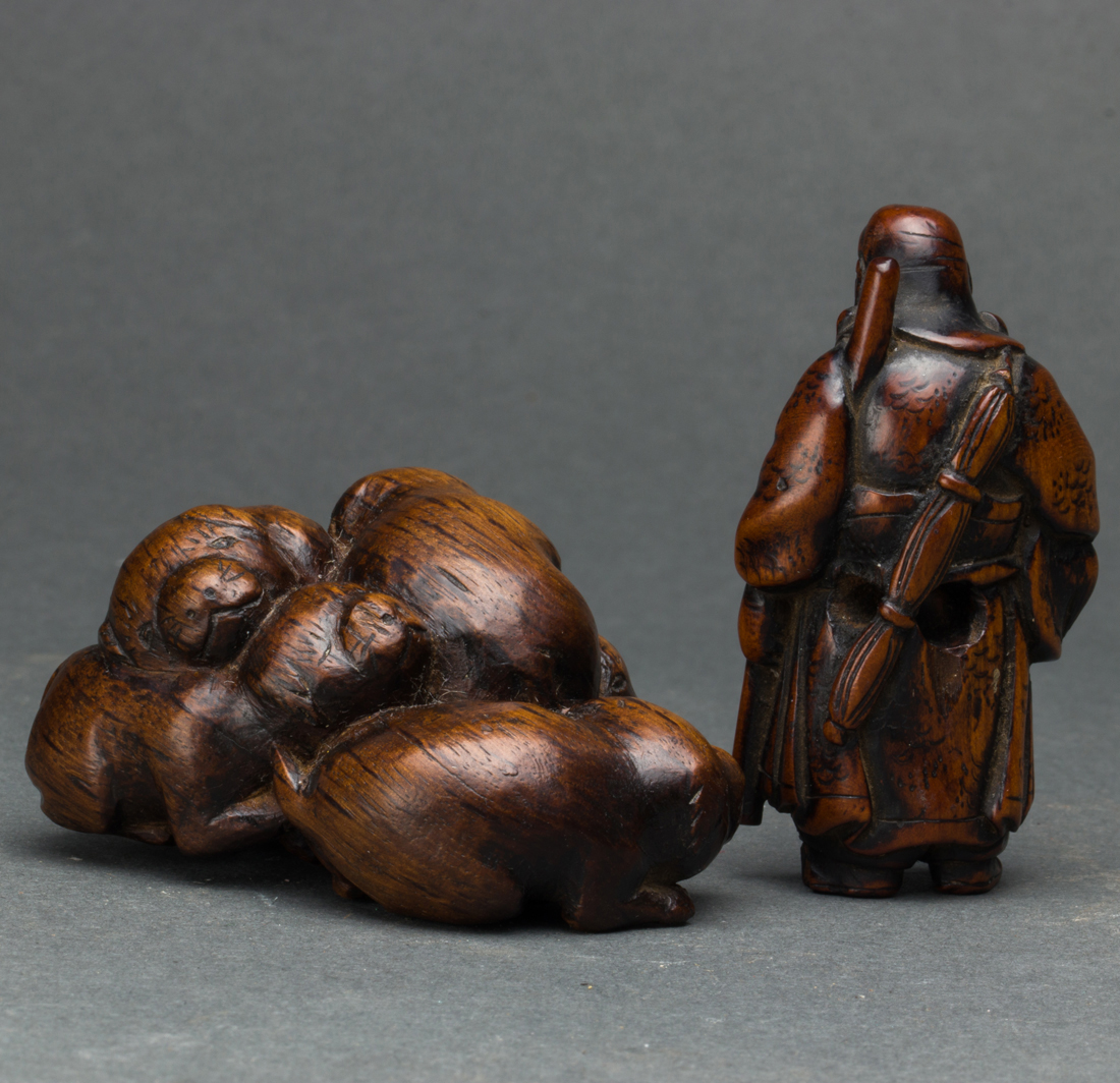 (LOT OF 2) JAPANESE WOOD NETSUKE (lot