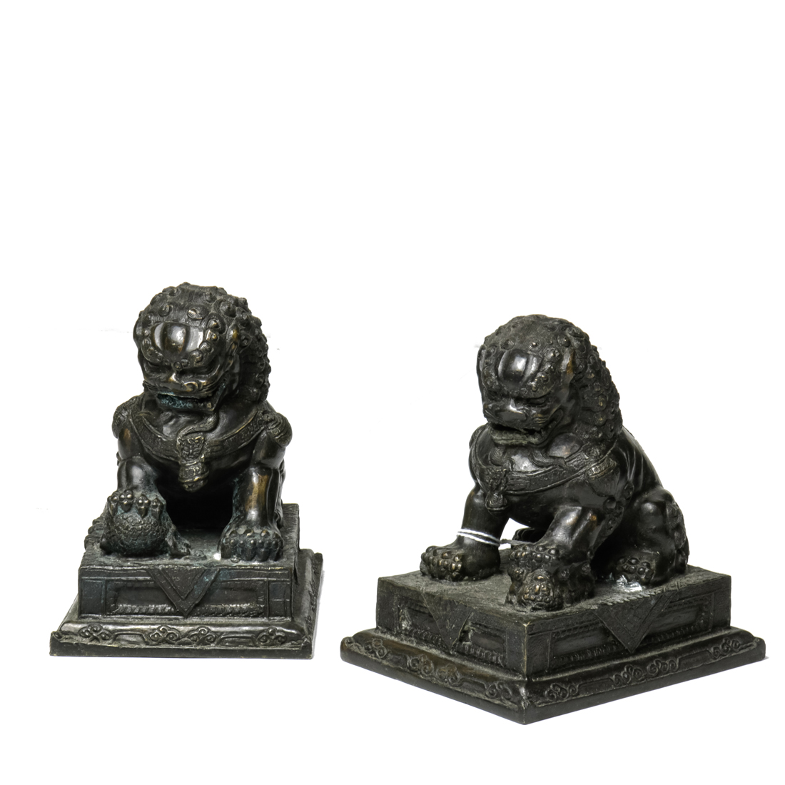 PAIR OF CHINESE BRONZE GUARDIAN