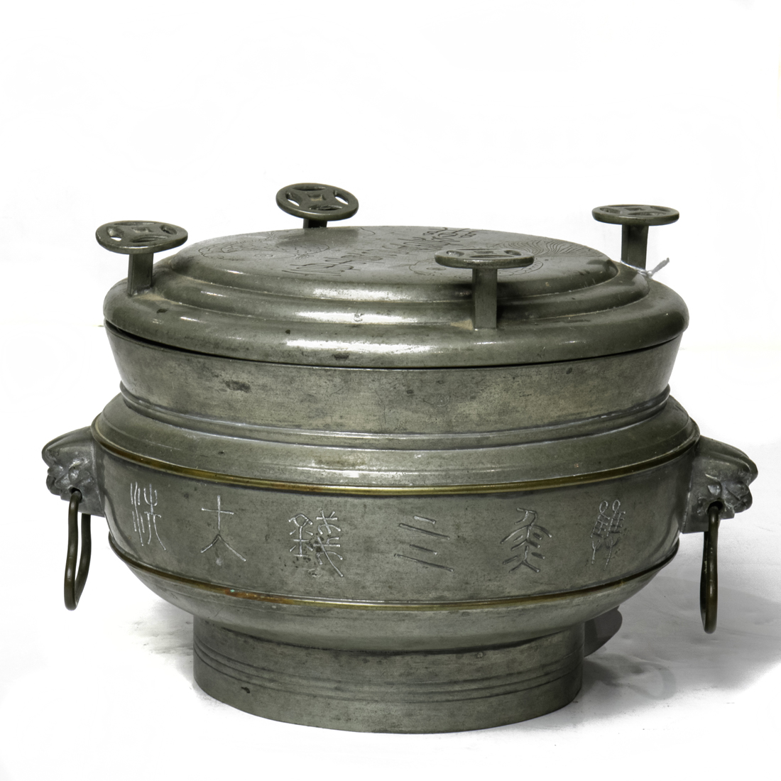 CHINESE PEWTER LIDDED CONTAINER 3cdcfa