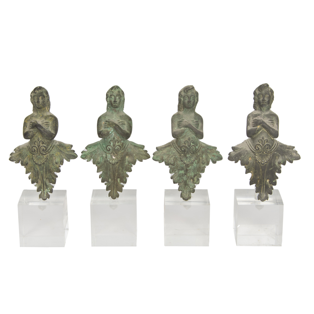 A SET OF FOUR ROMAN BRONZE FIGURAL