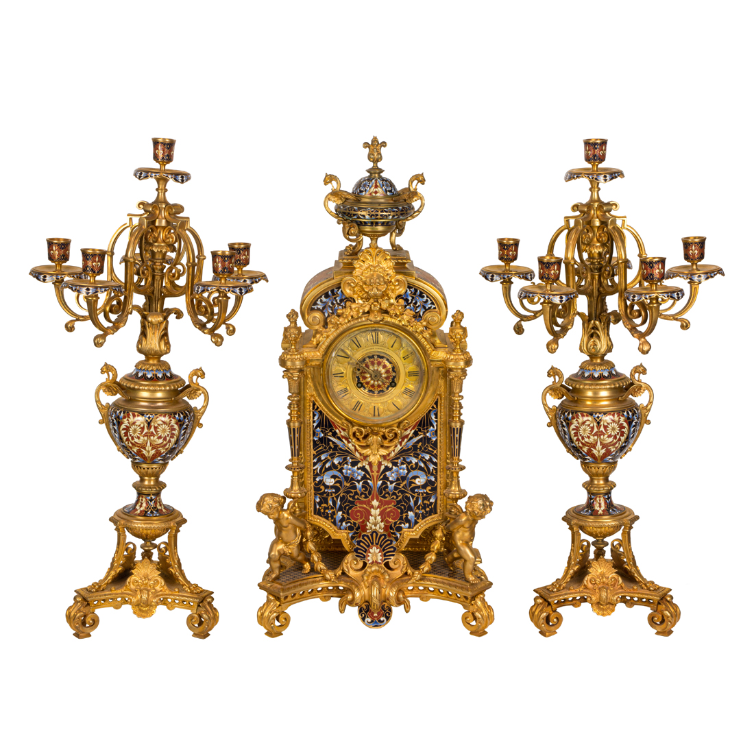 A FINE FRENCH CHAMPLEVE ENAMEL AND GILT