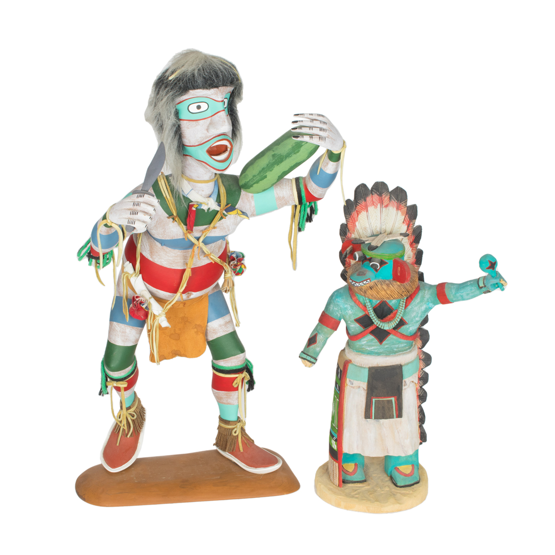 TWO HOPI KACHINA FIGURES, THE LARGER